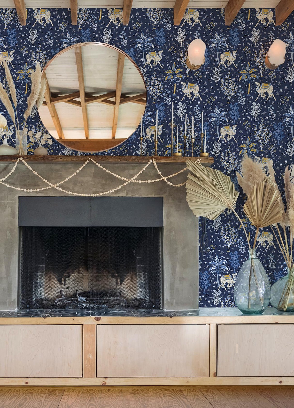 Brewster Home Fashions Camel's Courtyard Peel & Stick Navy Wallpaper