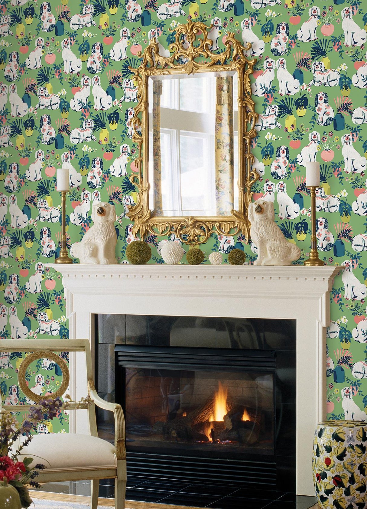 Brewster Home Fashions Good Dog Peel & Stick Jade Wallpaper