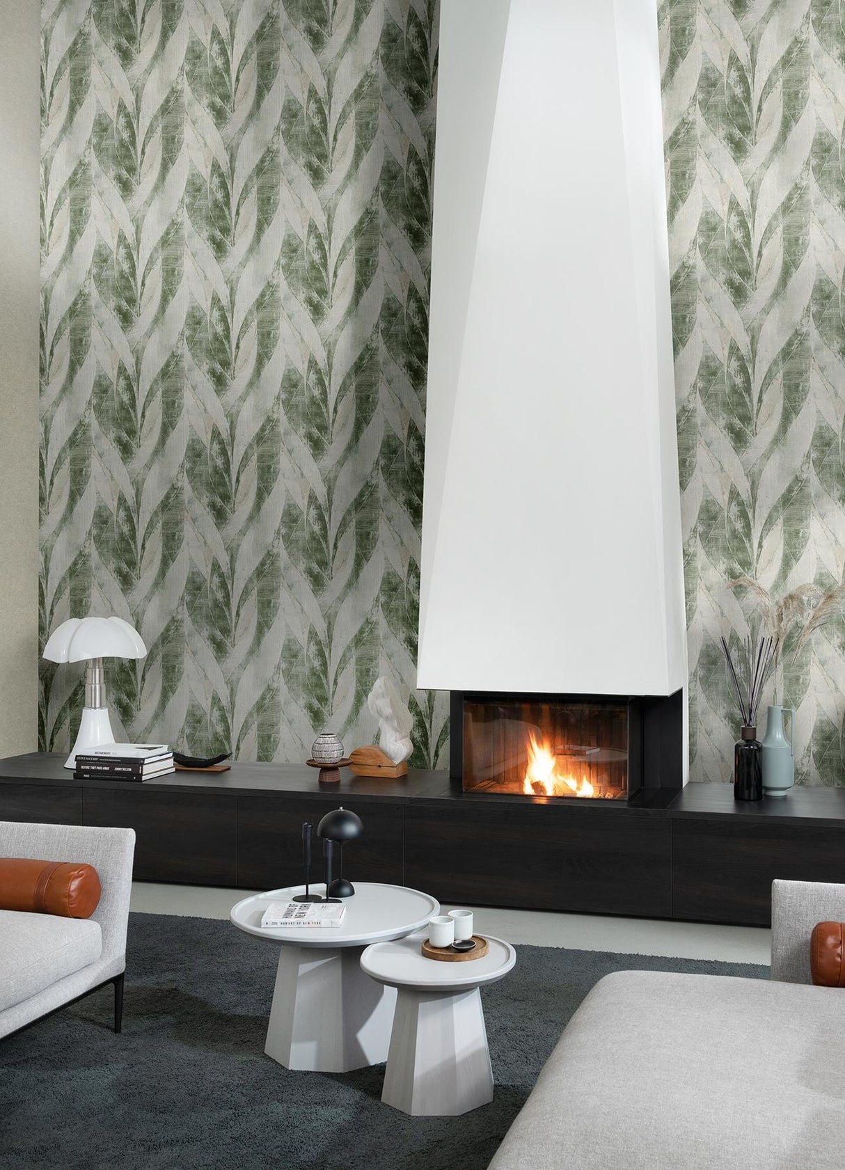 Brewster Home Fashions Blake Leaf Moss Wallpaper