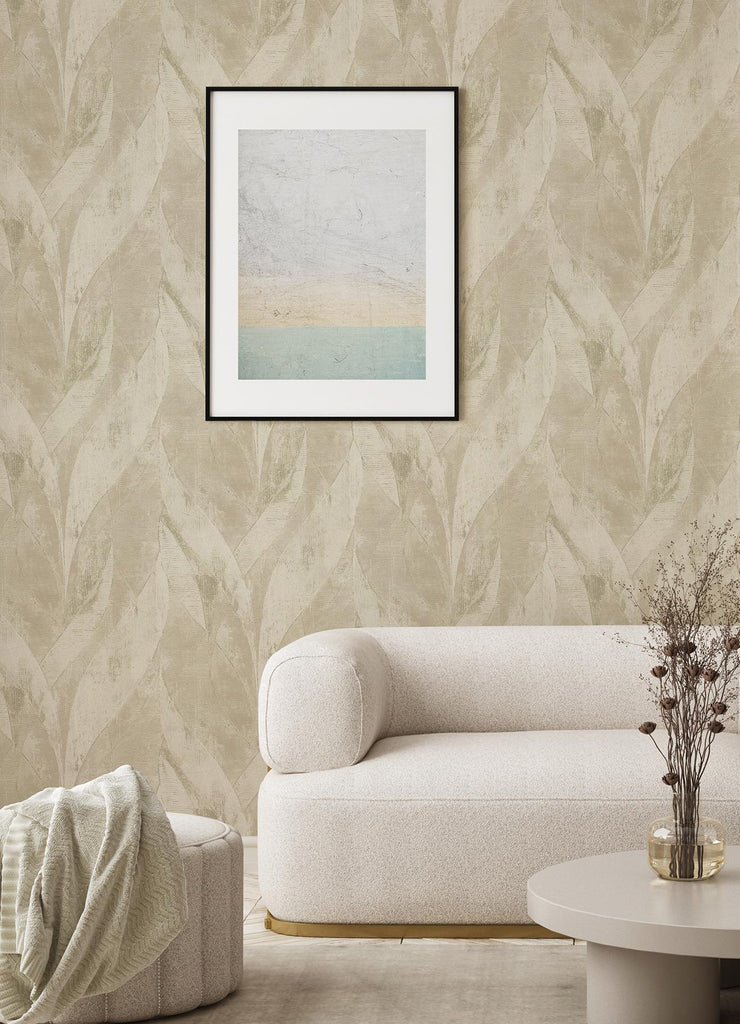 Brewster Home Fashions Blake Leaf Light Grey Wallpaper