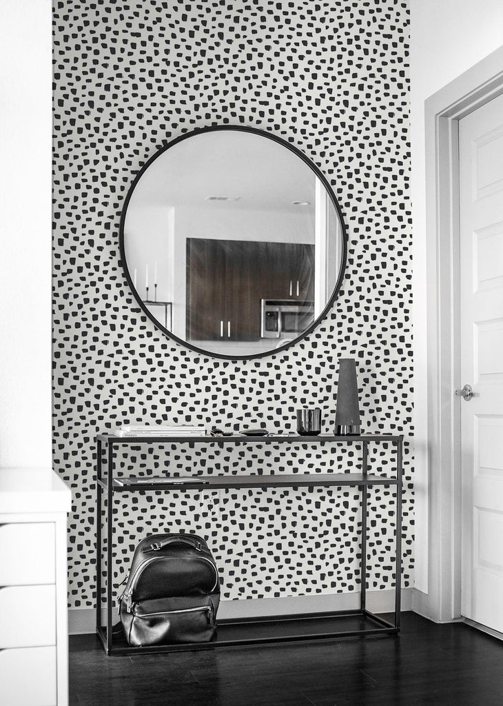 Seabrook Speckled Dot Black Wallpaper