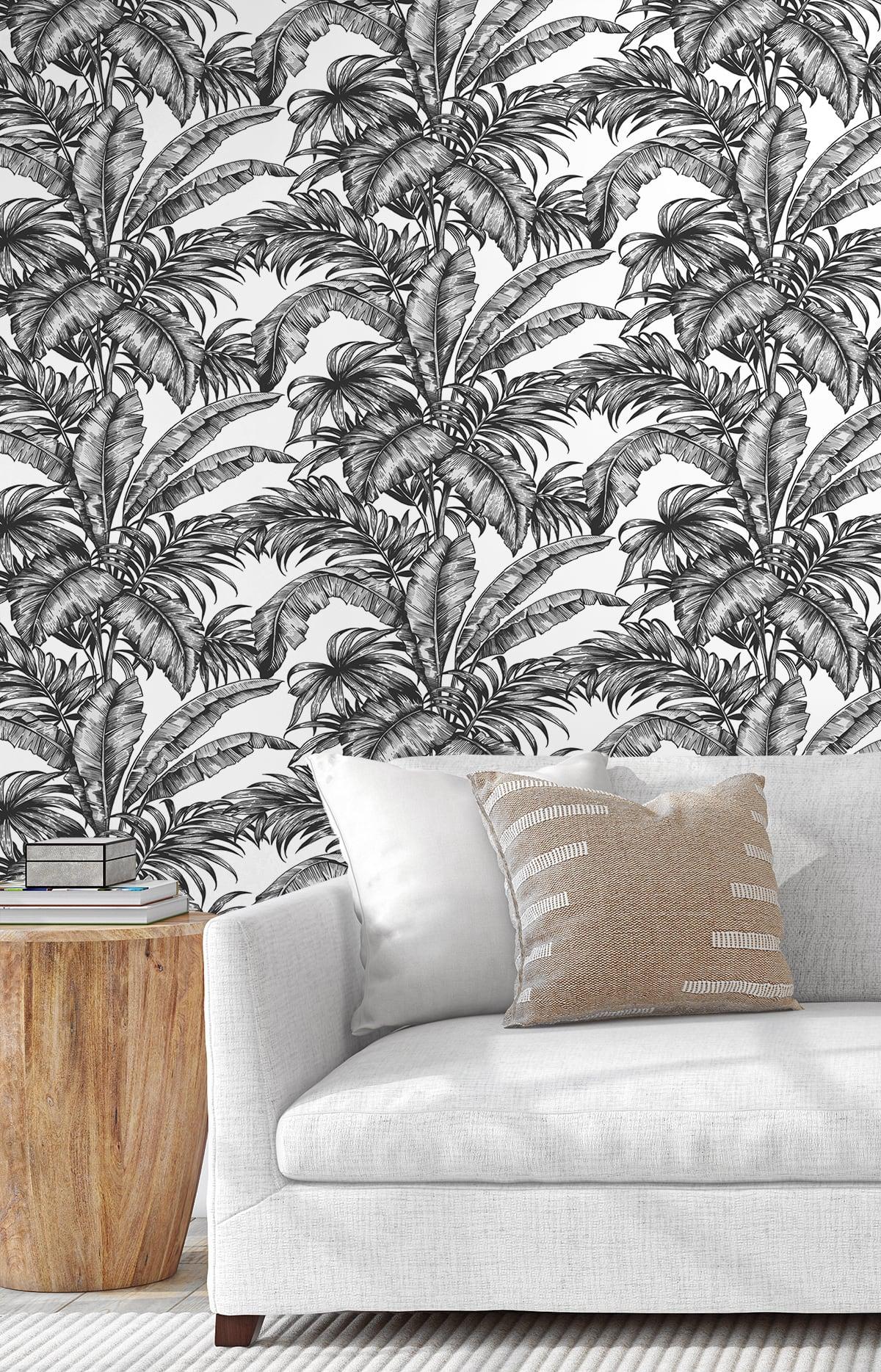 Seabrook Palm Jungle Black Wallpaper