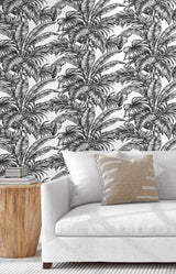 Seabrook Palm Jungle Black Wallpaper