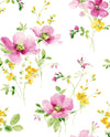 Seabrook Watercolor Windflower Cerise Pink & Marigold Wallpaper