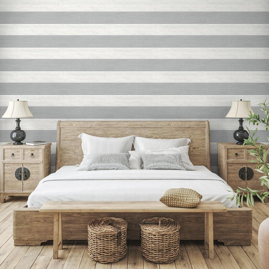 Seabrook Two Toned Shiplap Grey Wallpaper