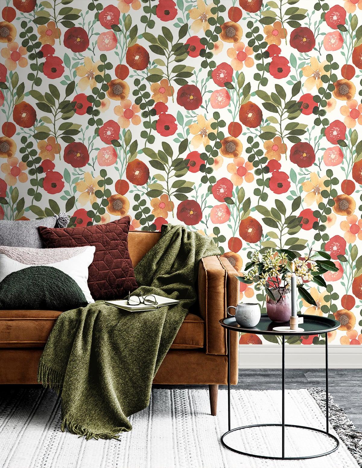 Seabrook Garden Dance Red Wallpaper