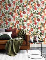 Seabrook Garden Dance Red Wallpaper