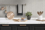 Seabrook Herringbone Inlay Grey Wallpaper