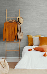 Seabrook Saybrook Faux Rushcloth Grey Wallpaper