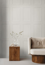 Seabrook Faux Wood Panel Off-White Wallpaper