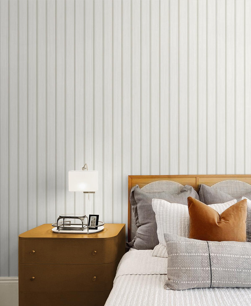 Seabrook Faux Wooden Slats Off-White Wallpaper