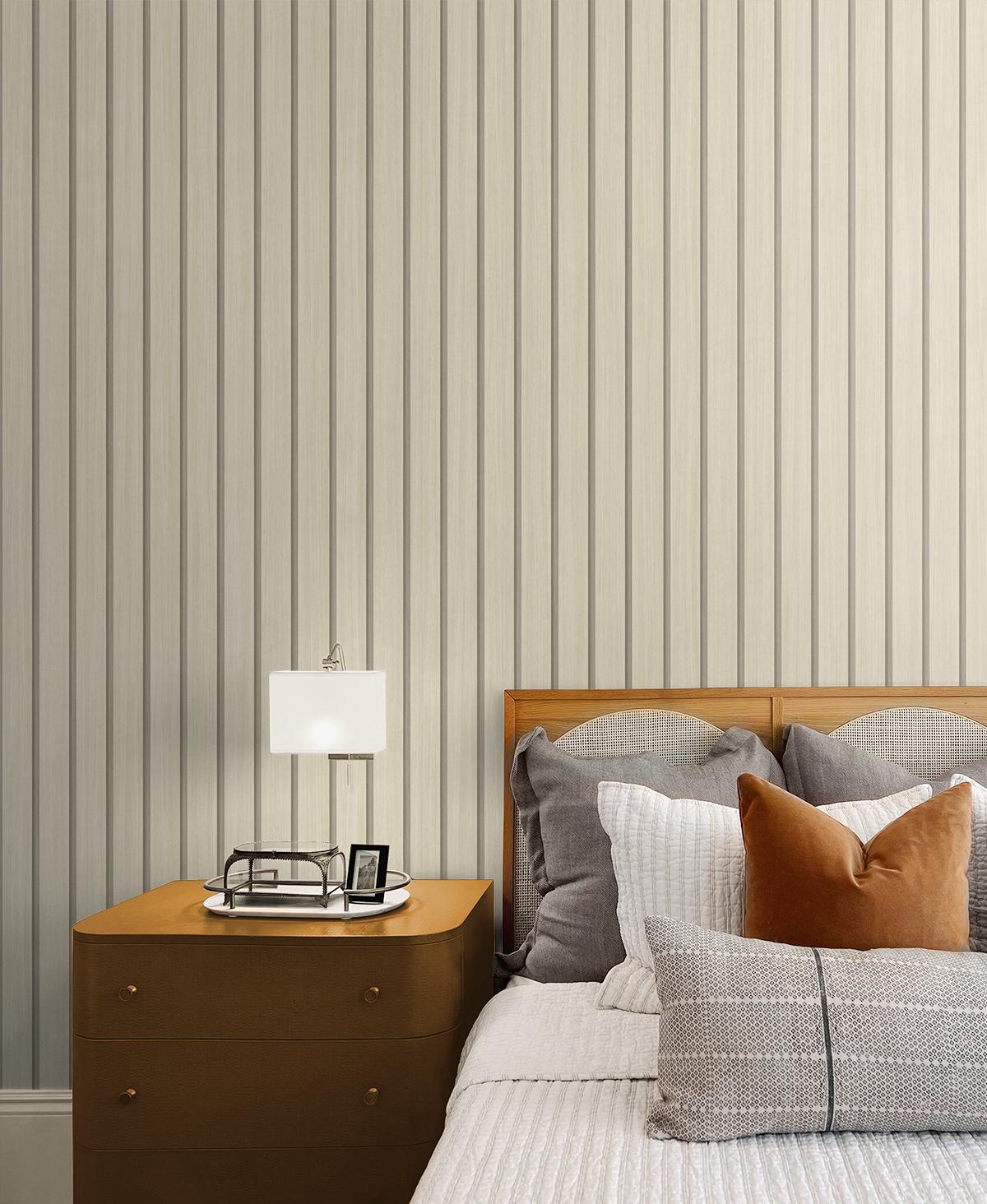 Seabrook Faux Wooden Slats Beige Wallpaper
