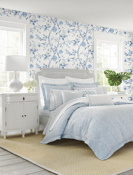 Seabrook Floral Trail Blue Wallpaper