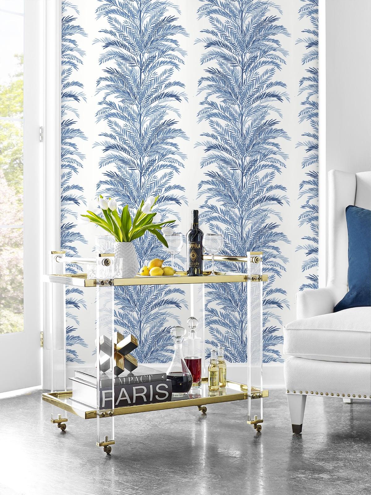Seabrook Keana Palm Blue Wallpaper