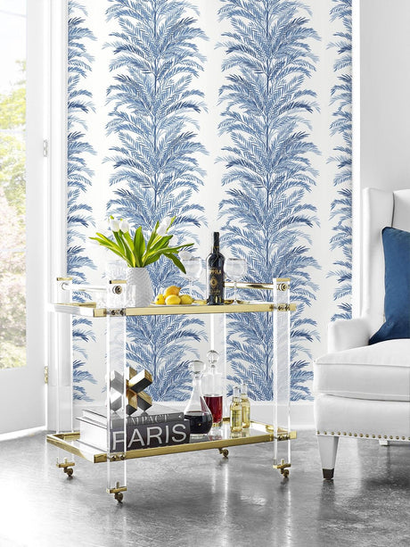 Seabrook Keana Palm Blue Wallpaper