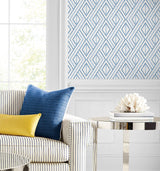Seabrook Boho Grid Blue Wallpaper