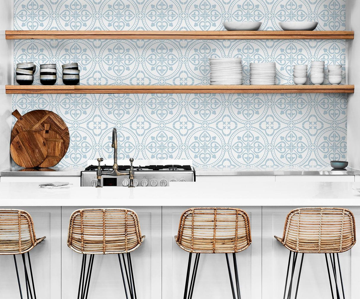 Seabrook Villa Mar Tile Blue Wallpaper