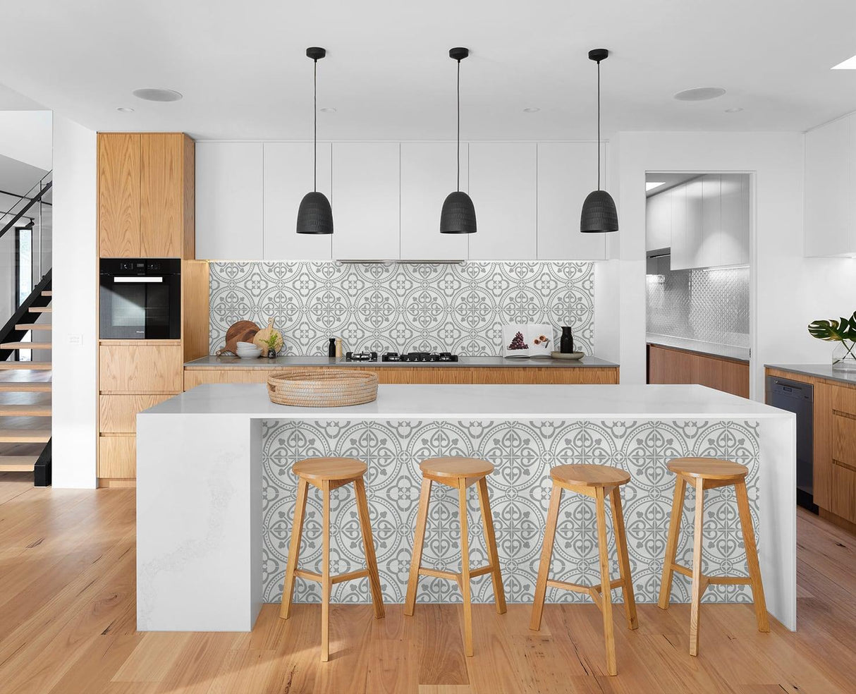 Seabrook Villa Mar Tile Grey Wallpaper