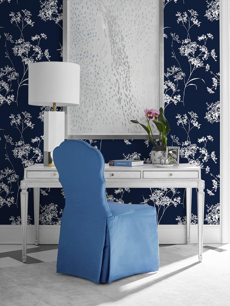 Seabrook Floral Mist Blue Wallpaper