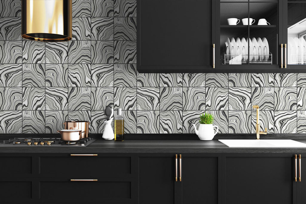 Seabrook Marbled Tile Silver Wallpaper
