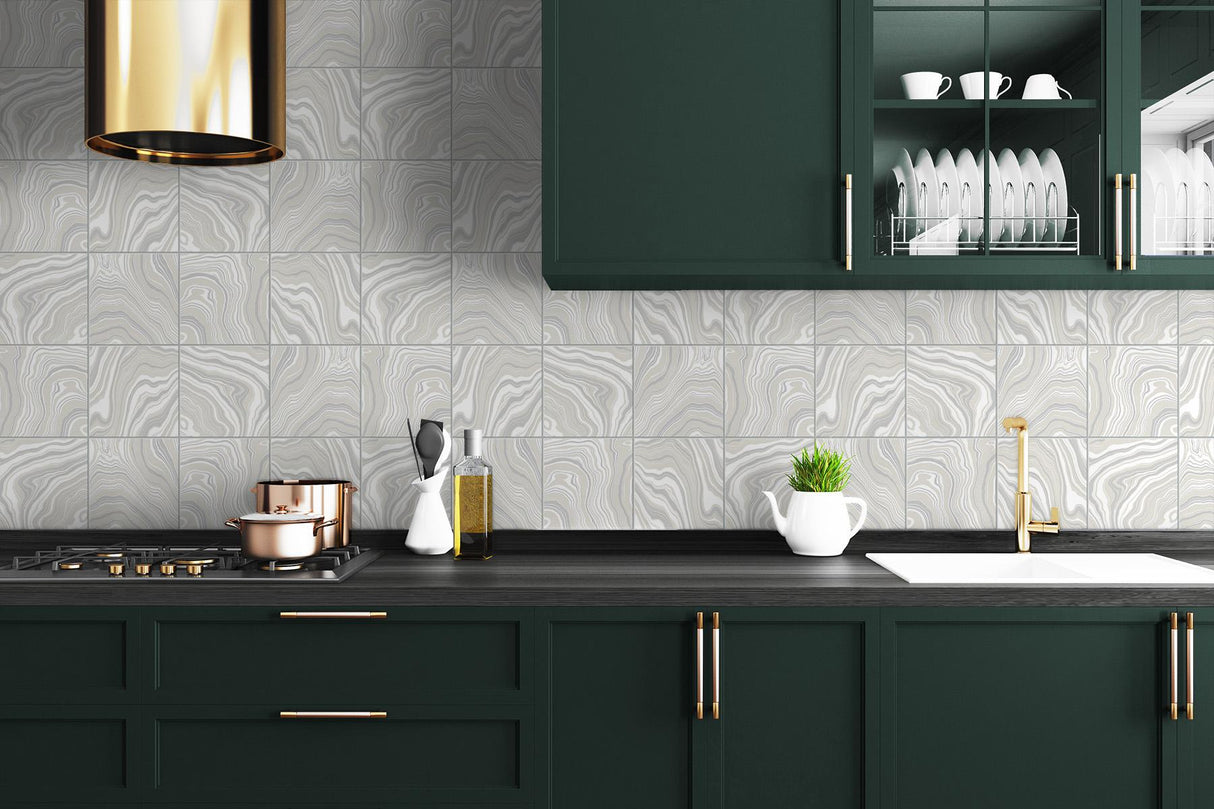 Seabrook Marbled Tile Grey Wallpaper