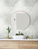 Seabrook Palm Tile Grey Wallpaper