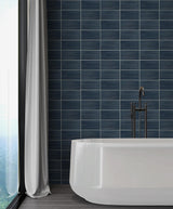 Seabrook Rib Tile Blue Wallpaper