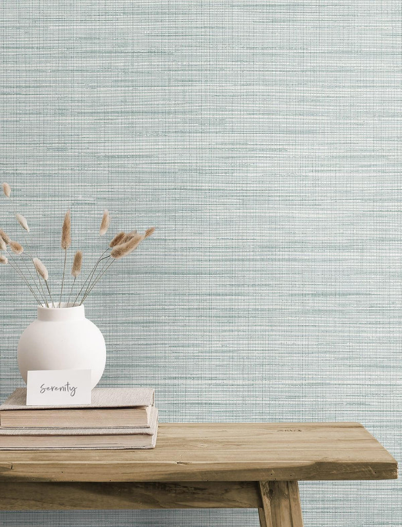 Seabrook Mei Stringcloth Blue Wallpaper