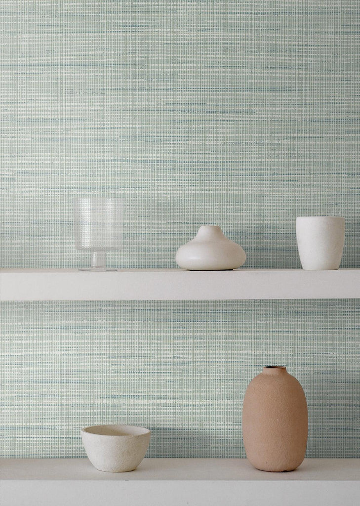 Seabrook Mei Stringcloth Green Wallpaper