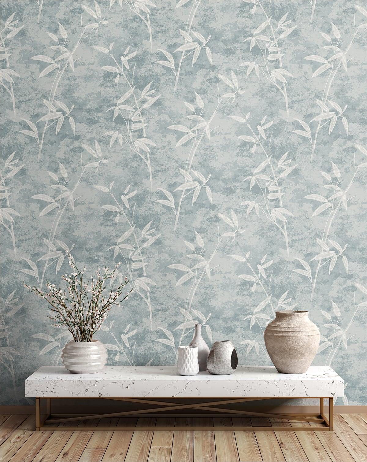 Seabrook Honshu Bamboo Blue Wallpaper