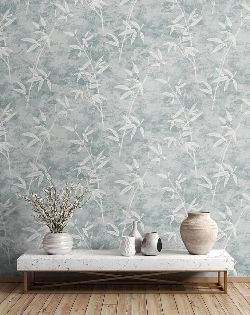 Seabrook Honshu Bamboo Blue Wallpaper