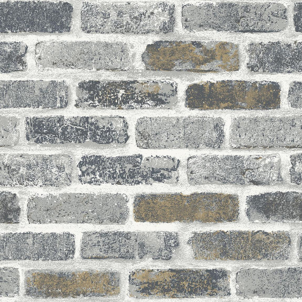 Seabrook Vintage Faux Brick Grey Wallpaper