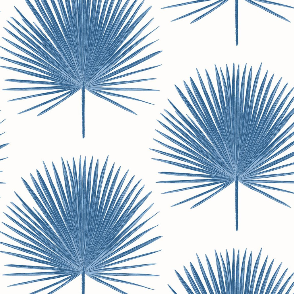 Seabrook Palm Fronds Blue Wallpaper
