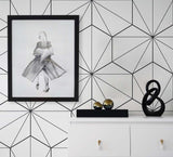 Seabrook Hedron Geometric Black Wallpaper