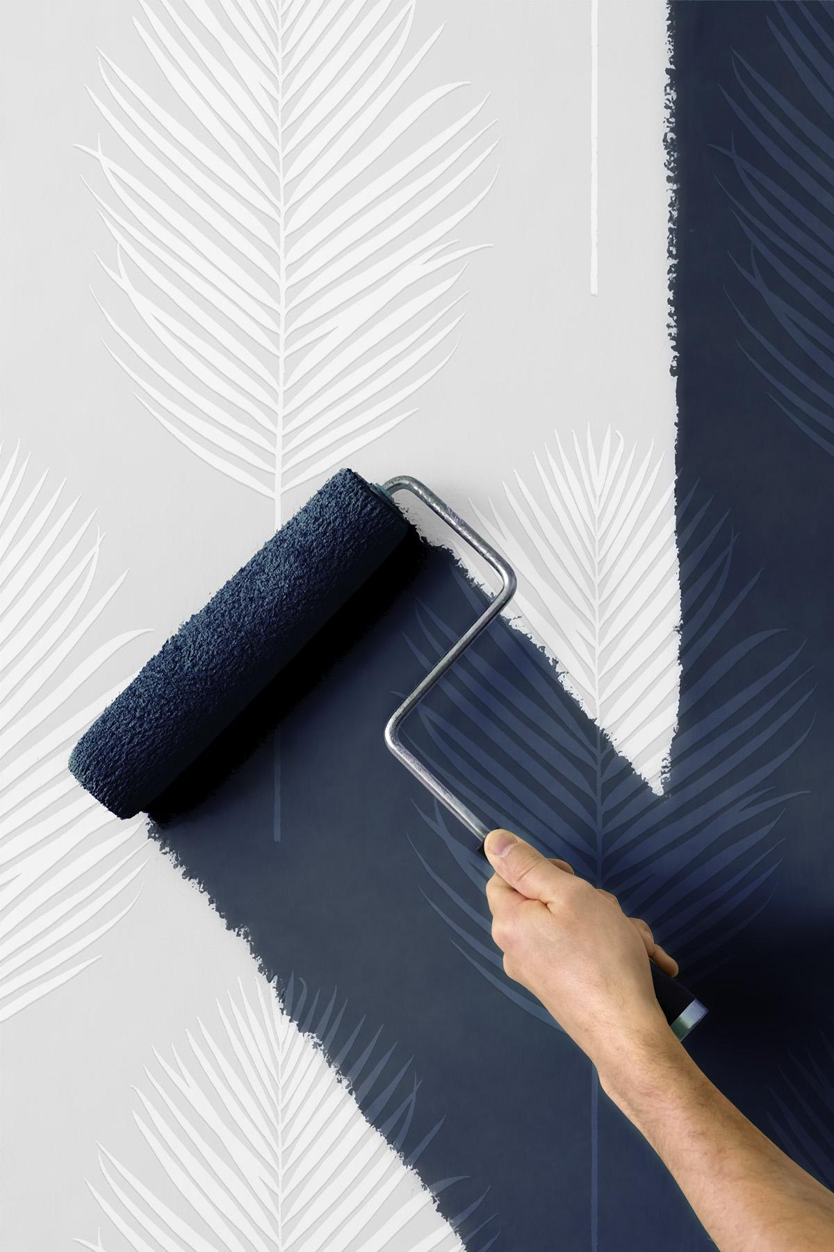 Seabrook Palm Leaf White Wallpaper