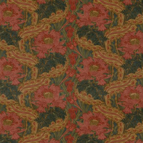 G P & J Baker BRANTWOOD VELVET ROSE/GREEN Fabric