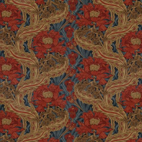 G P & J Baker BRANTWOOD VELVET RED/BLUE Fabric