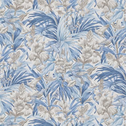 G P & J Baker TRUMPET FLOWERS COTTON BLUE Fabric