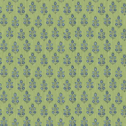 G P & J Baker POPPY SPRIG GREEN/BLUE Wallpaper