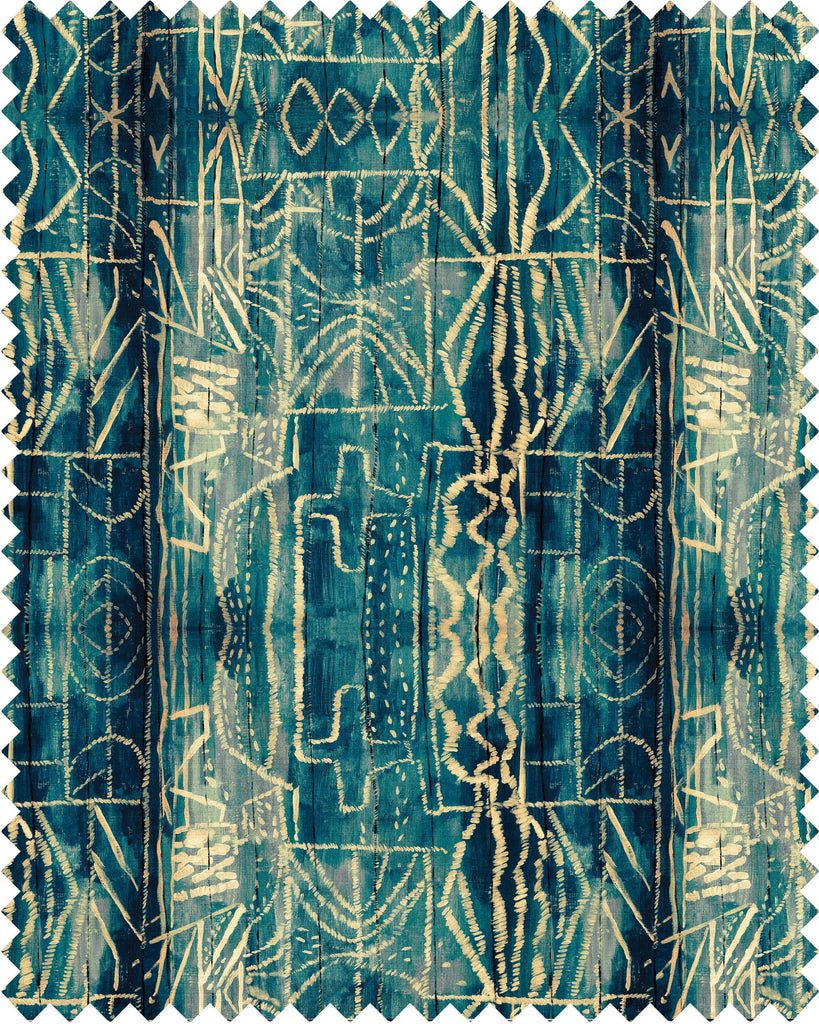 MindTheGap BAMILEKE BLUE/TAUPE Fabric