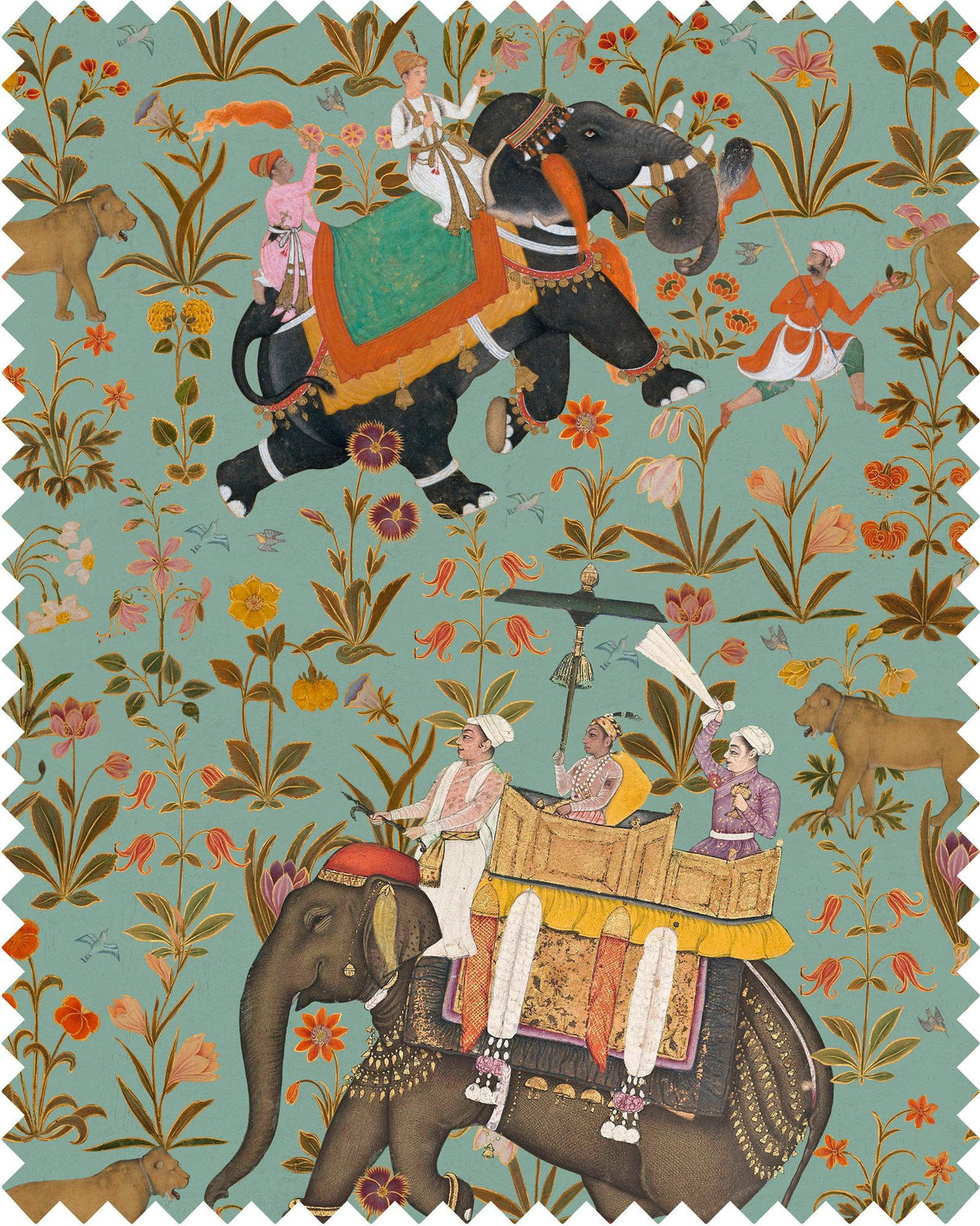 MindTheGap HINDUSTAN Aquamarine BROWN/GREEN/RED/BLUE Fabric