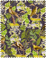 MindTheGap LA VOLIERE Velvet ANTHRACITE/GREEN/YELLOW/BROWN Fabric