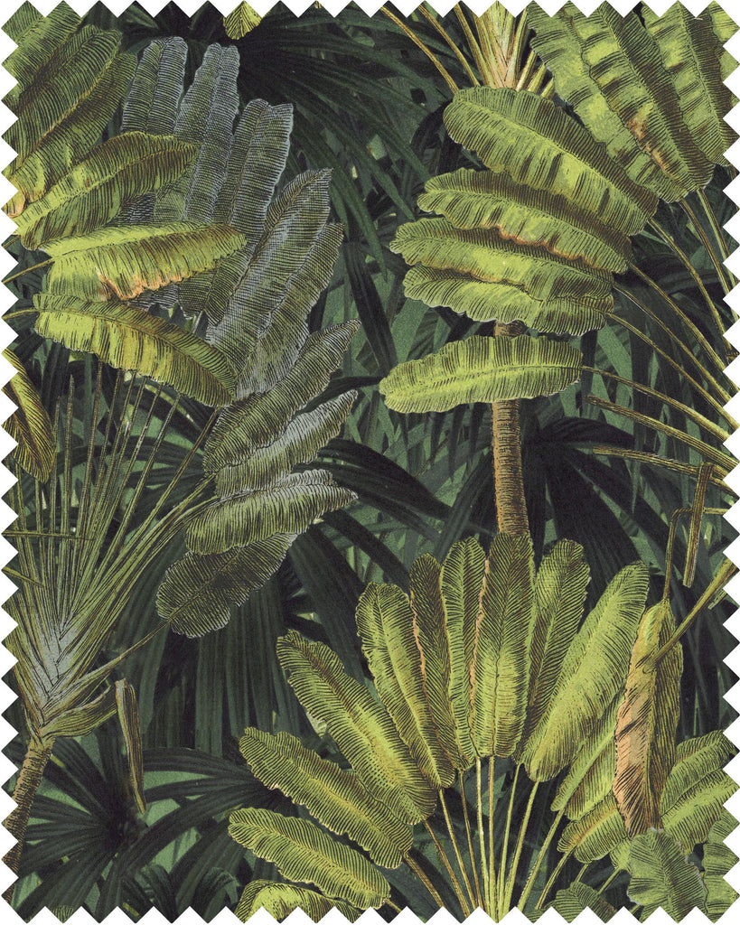 MindTheGap TRAVELLER'S PALM GREEN/BROWN Fabric