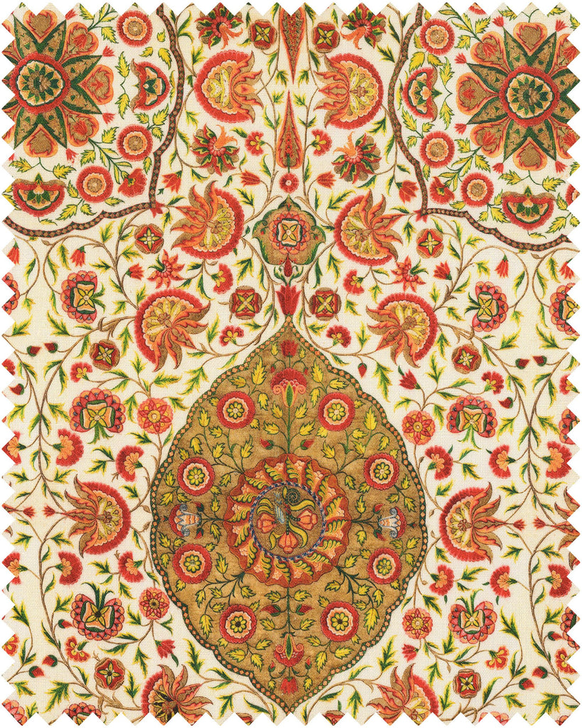 MindTheGap CSARDAS GREEN/WHITE/RED/TAUPE Fabric