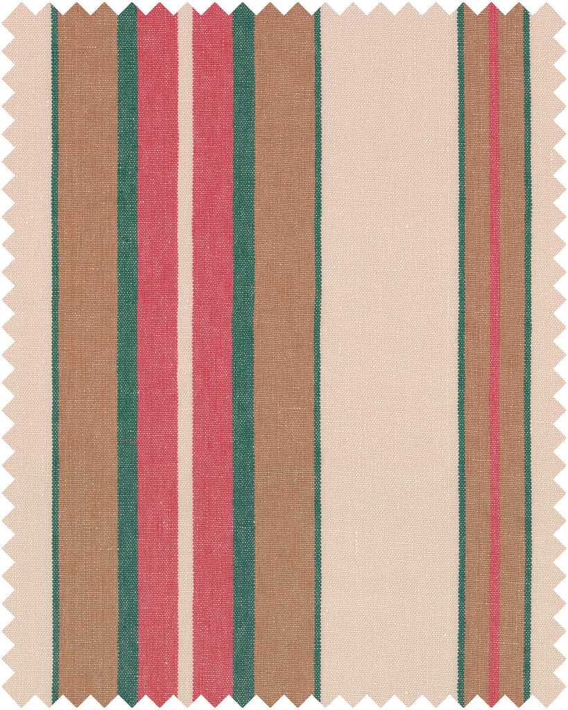 MindTheGap HERINA STRIPE Heavy Linen GREEN/WHITE/BROWN/WHITE Fabric