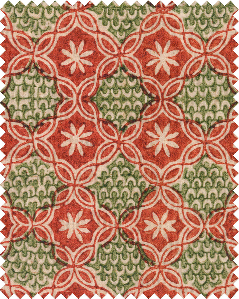 MindTheGap RASIYA RED/GREEN/TAUPE Fabric