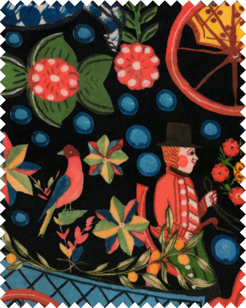 MindTheGap FASNACHT ANTHRACITE BLACK/RED/BLUE/RED/GREEN Fabric