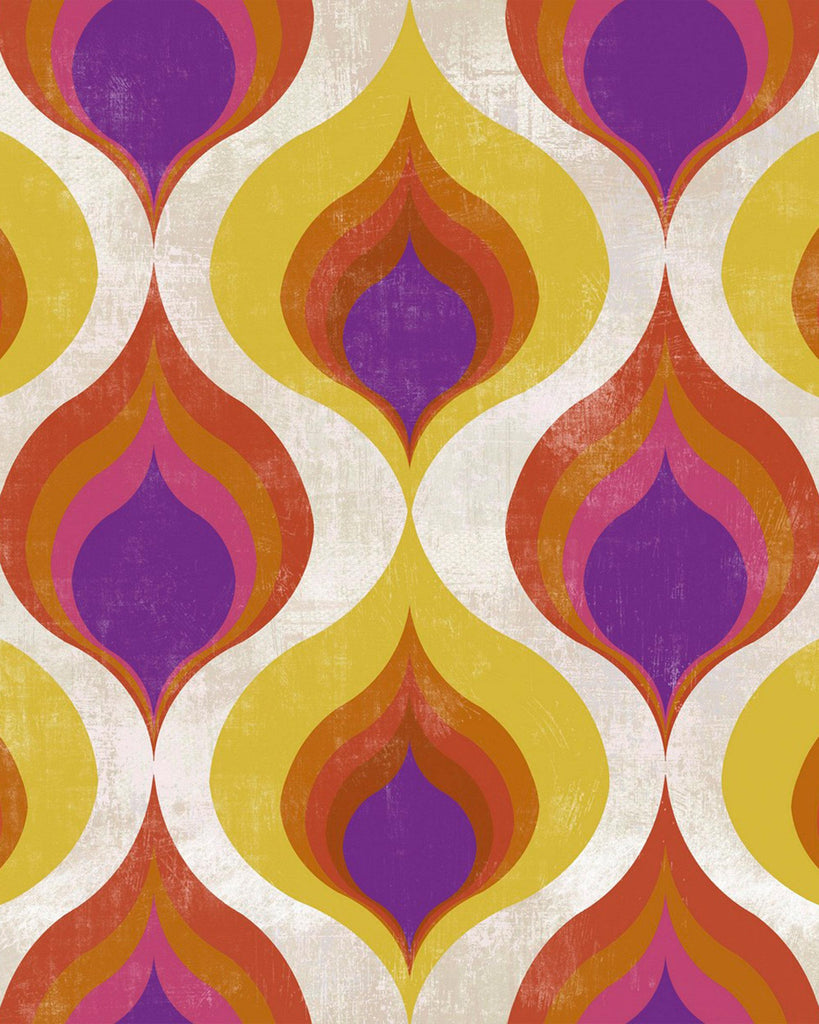 MindTheGap OTTOMAN PATTERN Red, Yellow, Purple Wallpaper