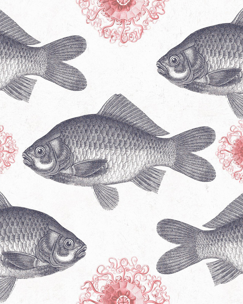 MindTheGap FISH NEUTRAL Grey, Pink Wallpaper