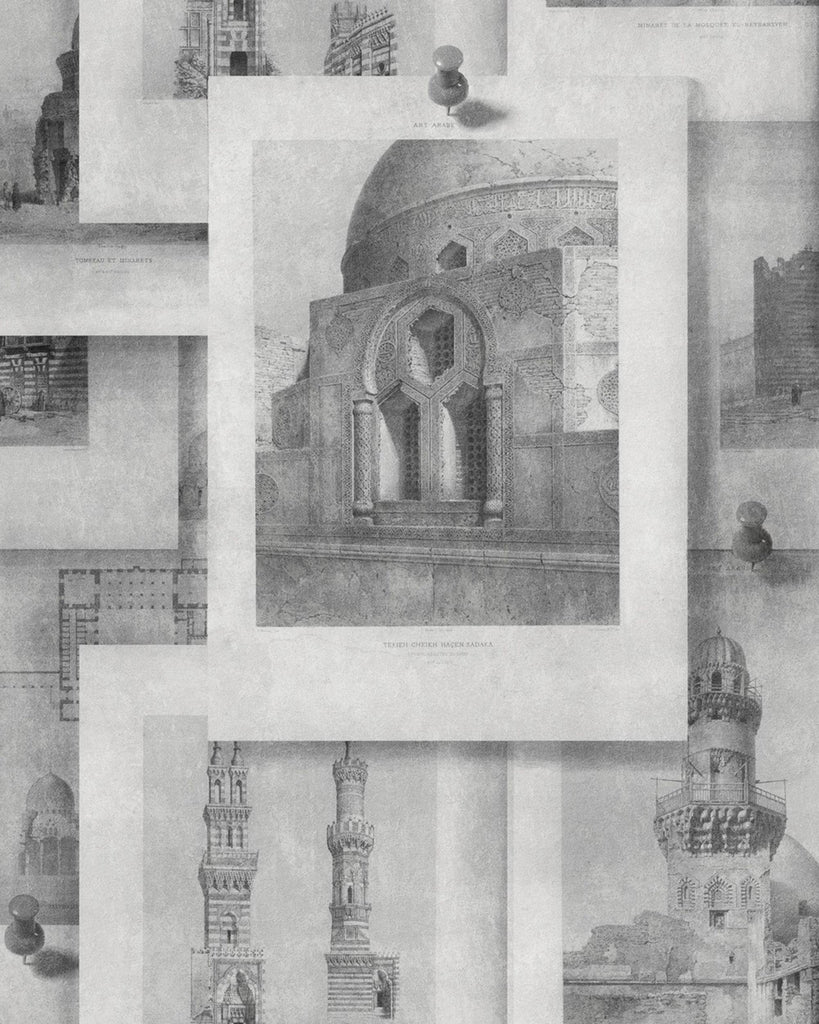 MindTheGap ARABIAN MONUMENTS NEUTRAL Black & White, Grey Wallpaper